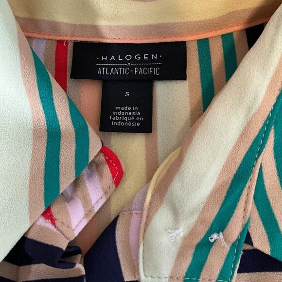 Halogen Atlantic-Pacific Multicolor Stripe Blouse Size Small Excellent Condition - Picture 8 of 9